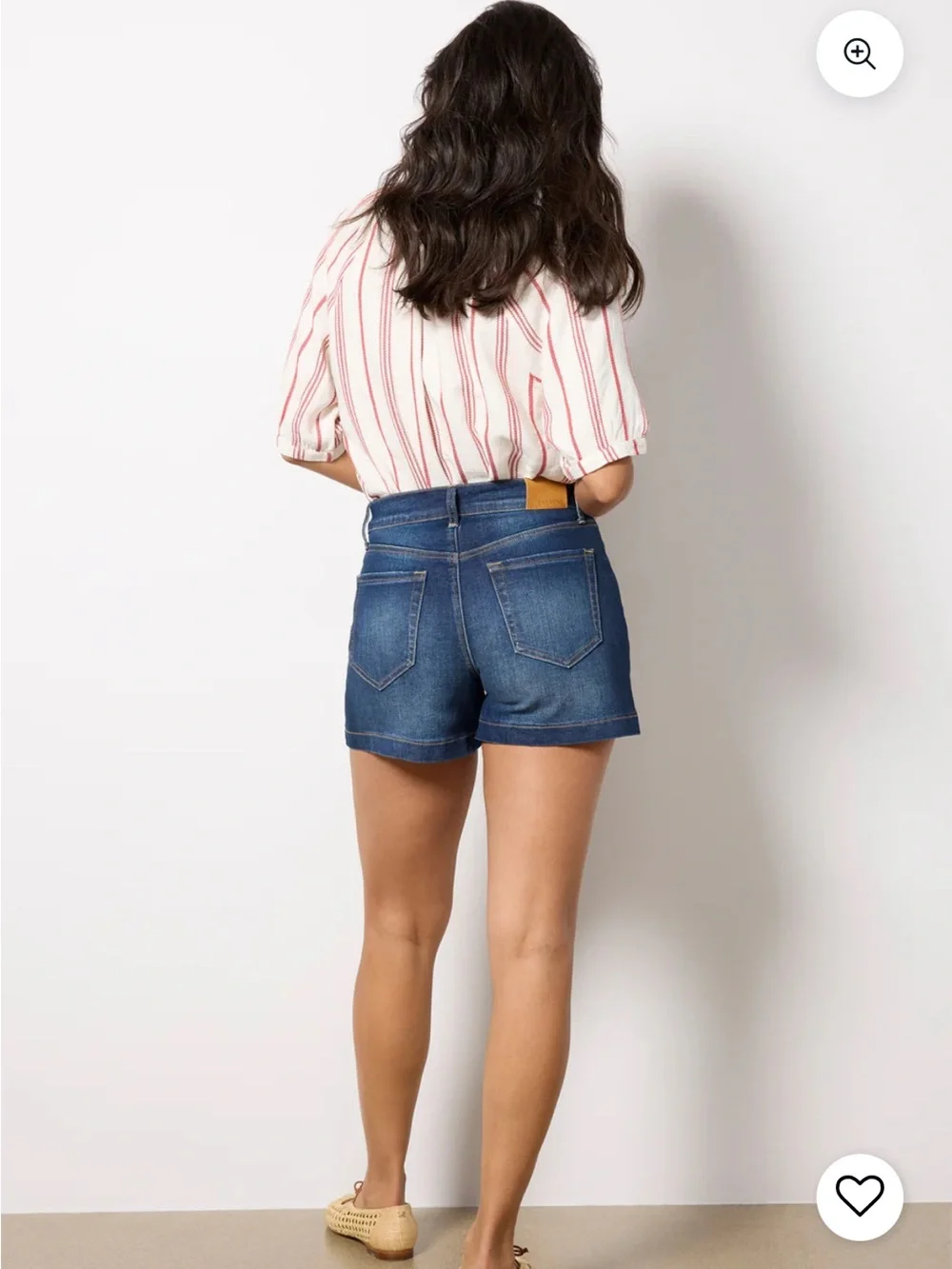 Evereve Dark Blue High-Rise Panel Denim Shorts